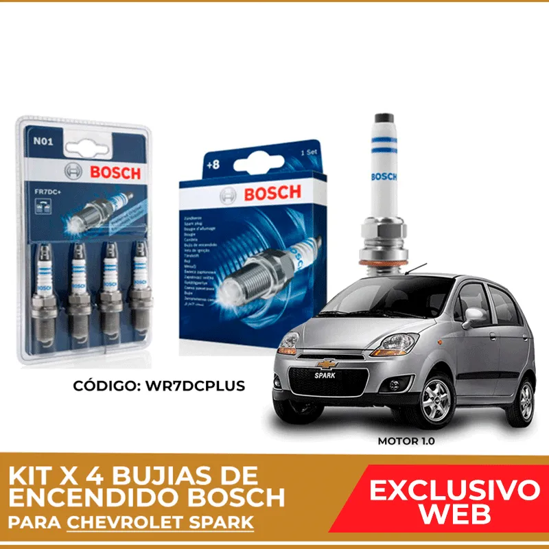 Kit 4 bujias de encendido bosch para Chevrolet Spark - Imagen 2