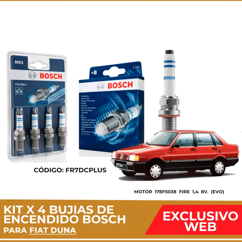 Kit 4 bujias de encendido bosch para Fiat Duna - Imagen 2