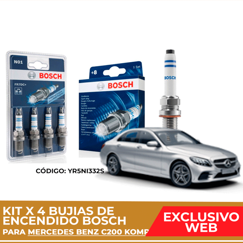 4x Bosch Bujías Para Mercedes Benz Clase C C200 2007-2014 CGI 