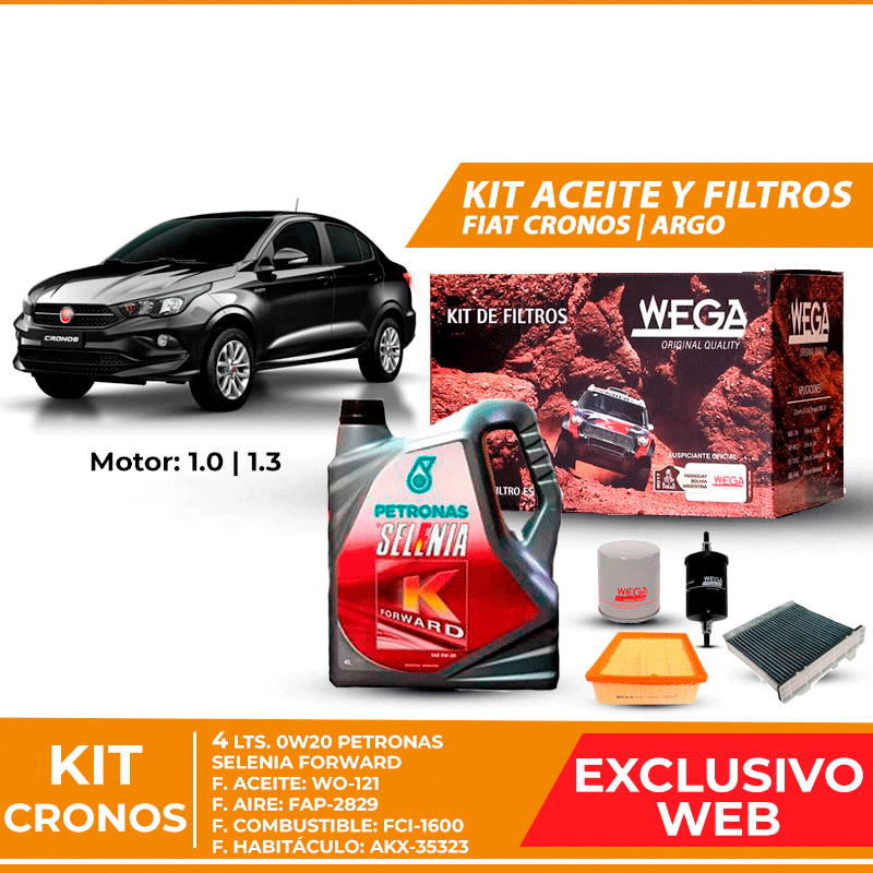 Kit Service 5 Aceite 0w20 + 4 Filtros Argo Cronos 1.8 Etorq